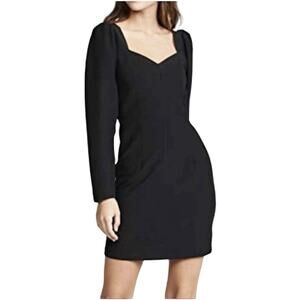 YUMI KIM Size MED Black Manhattan Sweetheart Neck Long-Sleeve Dress